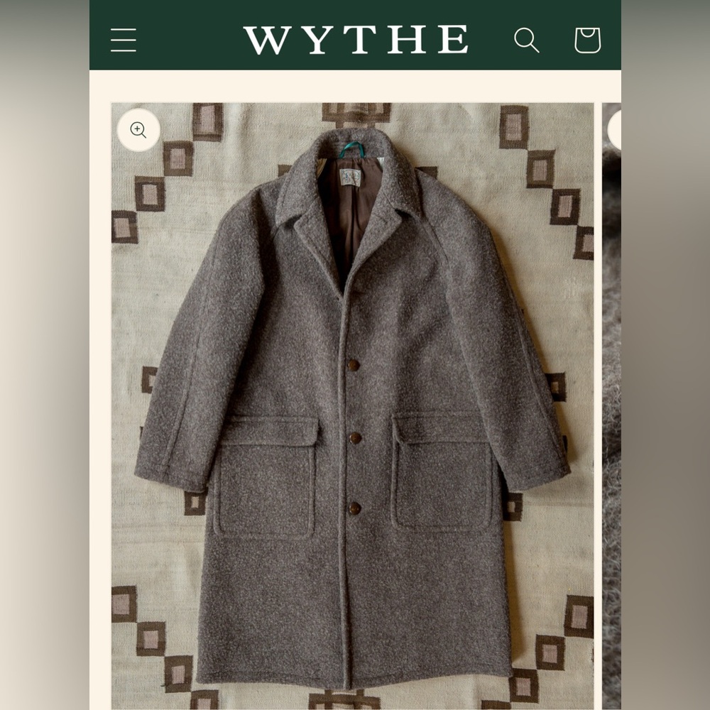 Wythe New York Raglan Wool Overcoat Brown/ Cream Twill Casentino